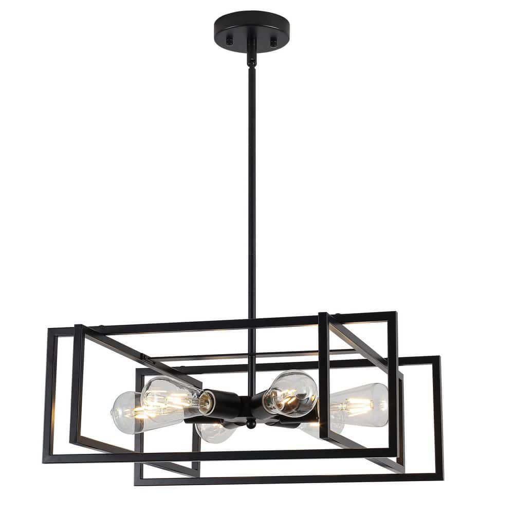 6-Light Black Modern Geometric Pendant Light Adjustable Height Chandelier for Foyer Kitchen Island price history on PriceWatchPro
