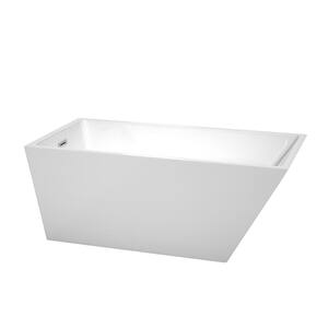 Hannah 59 in. Acrylic Flat Bottom Back Drain Soaking Tub in White