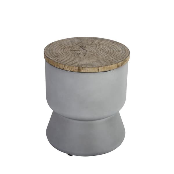14.6 in. Round Patio Cooler Side Table with Ice Bucket