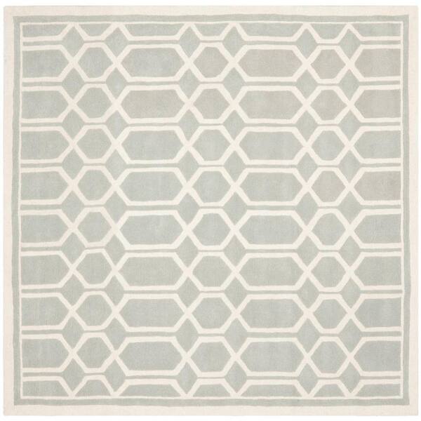 SAFAVIEH Chatham Grey/Ivory 7 ft. x 7 ft. Square Area Rug