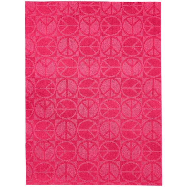 Garland Rug Large Peace Pink 5 ft. x 7 ft. Area Rug
