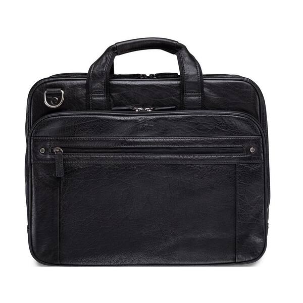 MANCINI Arizona Collection Black Leather Double Compartment Briefcase ...