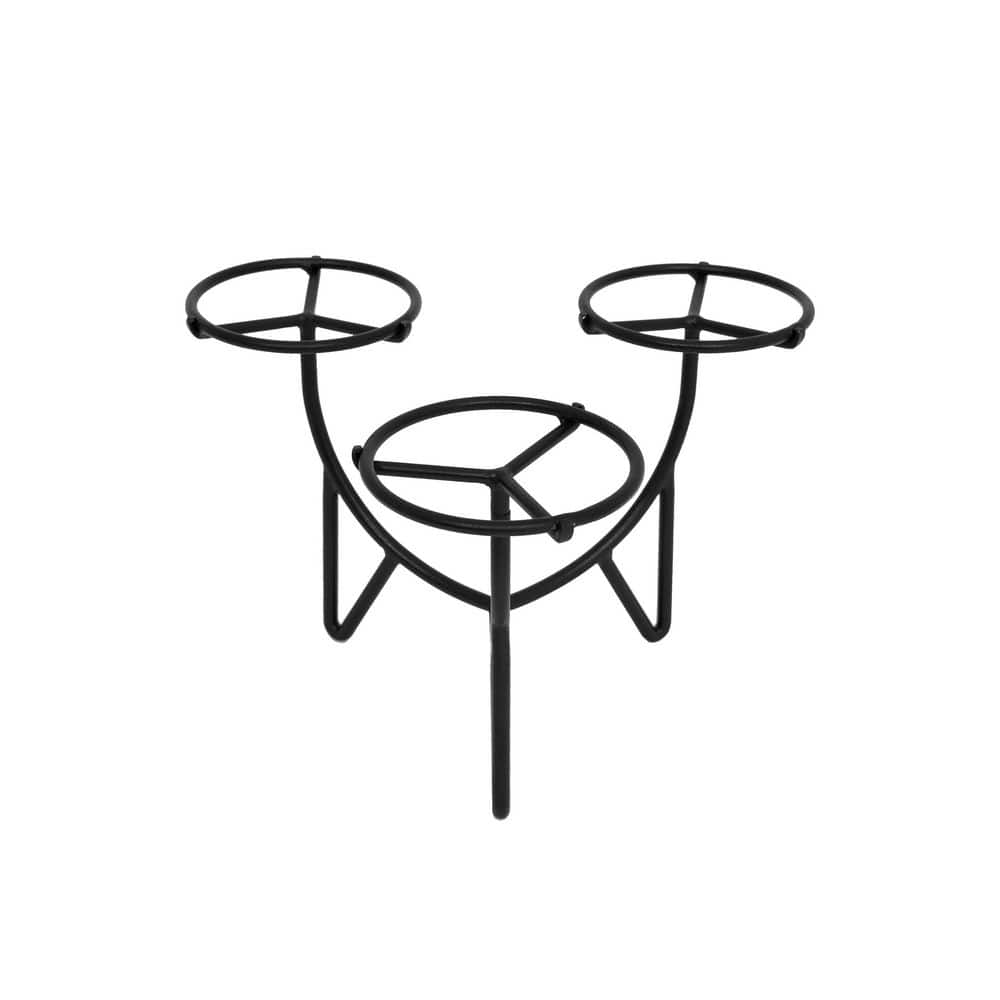 Black Iron Mid-Century Modern Triple Plant Stand