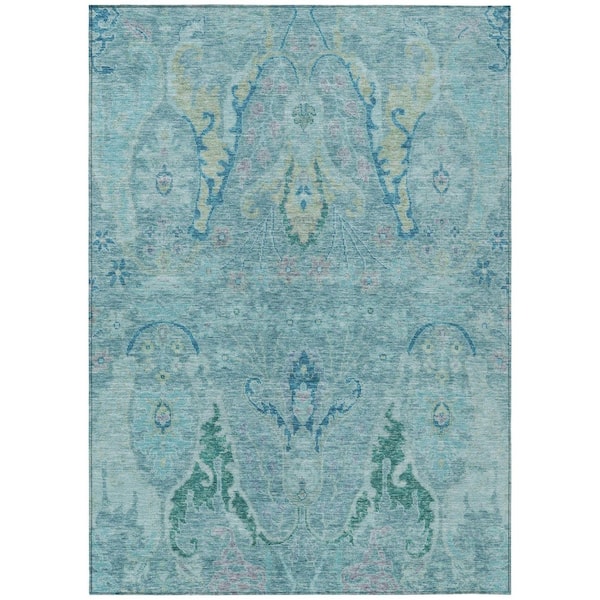 Chantille Machine Washable Indoor/Outdoor Abstract ACN1932 Blue 3 ft. x 5 ft. Area Rug