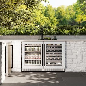 Touchstone 24 in. Single Zone 151 Can Beverage and Wine Cooler with Glass Door in Matte White and Matte Black