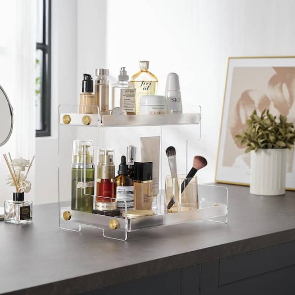 Bathroom Organizer Countertop, 3-Tire Skincare Organizers Vanity Tray  Corner Shelf for Makeup Cosmetic Perfume, Multi-Functional Acrylic  Organizer in