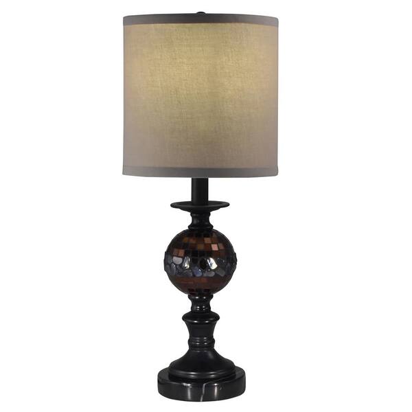 Dale Tiffany 22.5 in. Mosaic Ball Dark Antique Bronze Table Lamp with Art Glass Shade