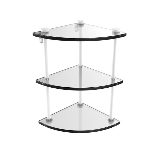 Allied Brass 22 in. L x 18 in. H x 5 in. W 3-Tier Clear Glass Bathroom Shelf  with Towel Bar in Satin Nickel NS-5/22TB-SN - The Home Depot