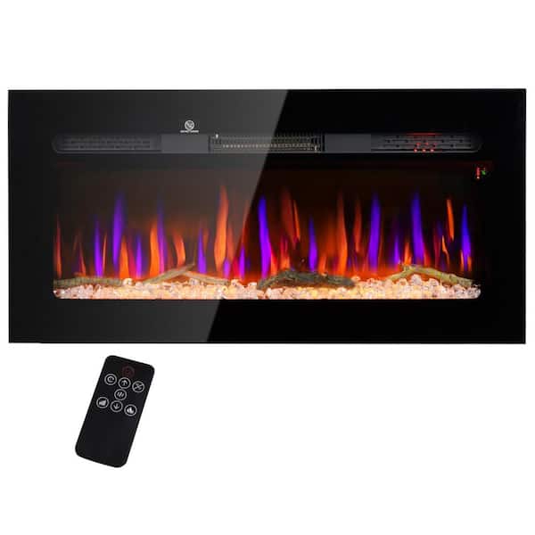 Vivid Flame 36 in. Direct Vent Electric Fireplace Insert in Black