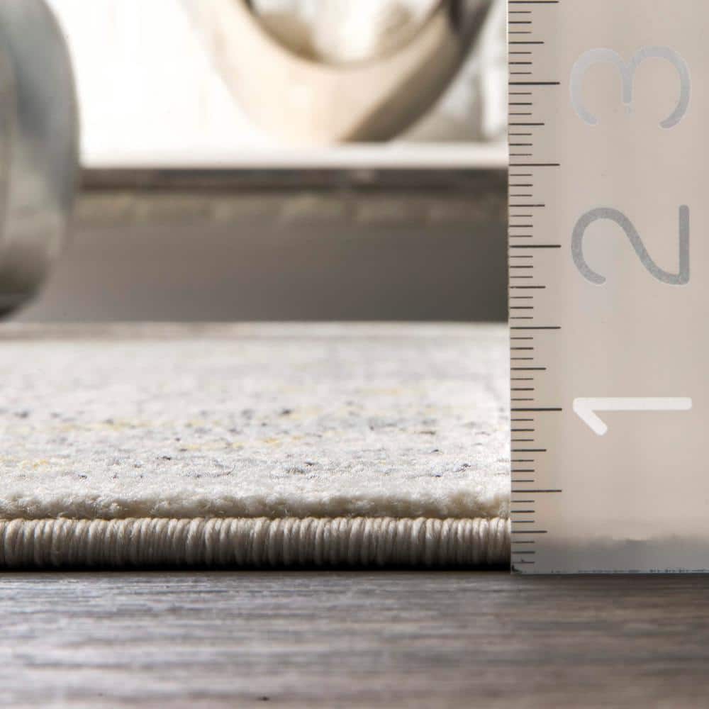 Elegant Vintage Gold Distressed Runner Rug, 2' 8" x 8'