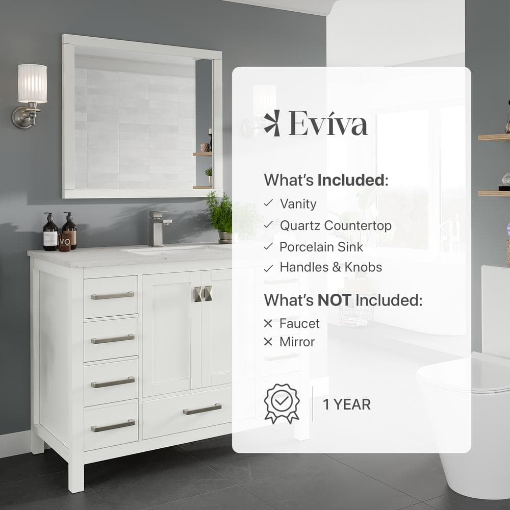 42" White Carrara Marble Single Bathroom Vanity