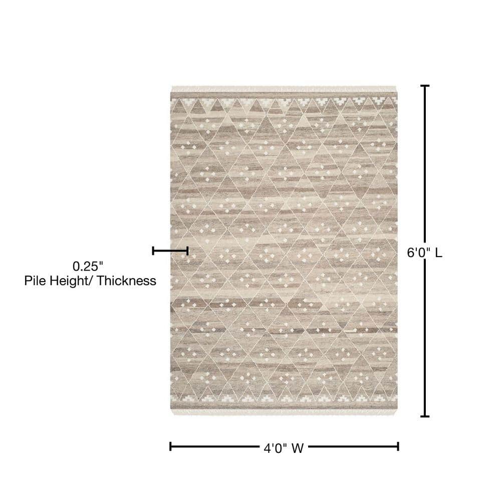 Hand-Woven Natural Ivory Wool Blend 4' x 6' Area Rug