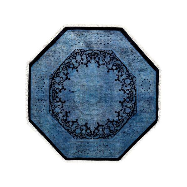 Chloe & Olivia Home Overdyed Blue 4 ft. 3 in. x 4 ft. 5 in. Wool Indoor Area Rug