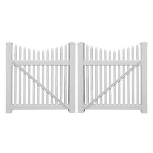 Barrington 10 ft. W x 3 ft. H White Vinyl Picket Fence Double Gate Kit Includes Gate Hardware