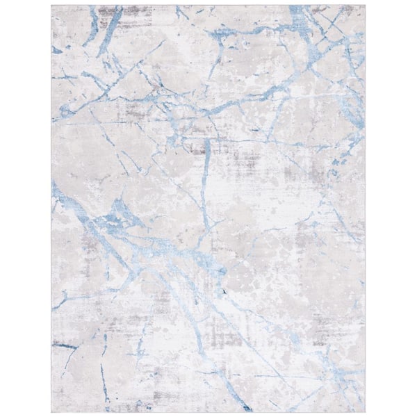 Amelia Gray/Blue 12 ft. x 15 ft. Abstract Distressed Area Rug