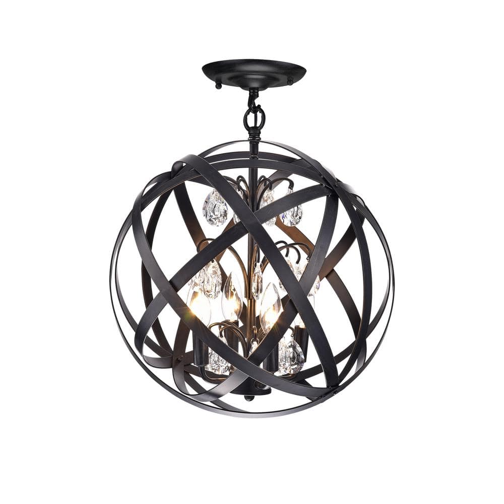 Primevere 16 in. 4-Light Brownish Black Globe Semi- Flush Mount with No Bulbs Included, for Dining/Living Room, Foyer price history on PriceWatchPro