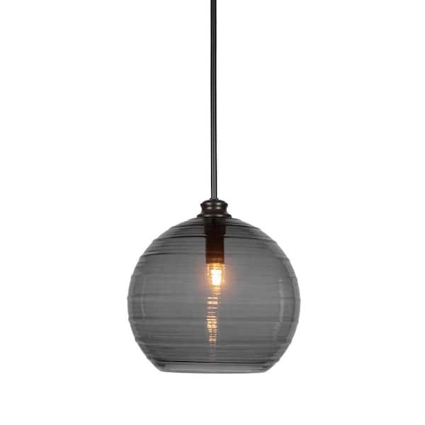 Unbranded Melbourne 60-Watt 1-Light Matte Black Shaded Mini Pendant Light with Glass Shade