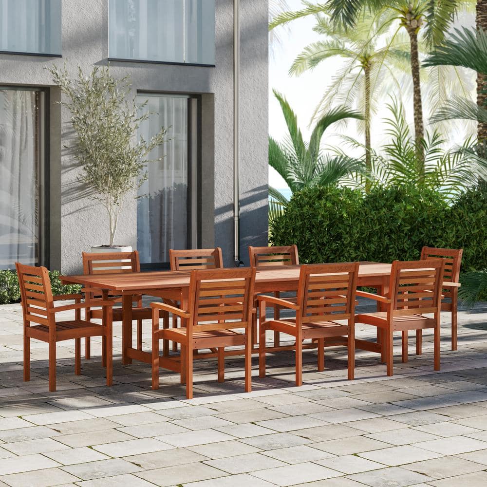 Amazonia Turner 9-Piece Eucalyptus Extendable Rectangular Patio