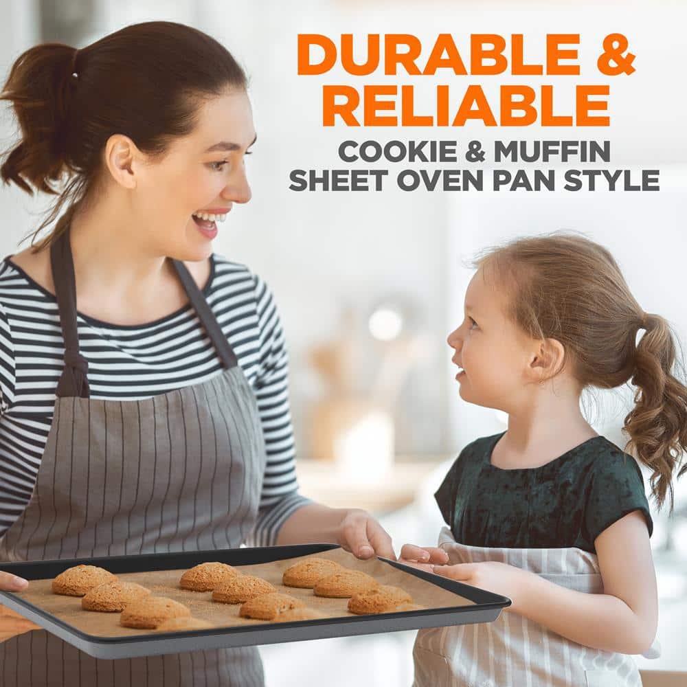NutriChef 8-Piece Gray Carbon Steel Stackable Bakeware Set