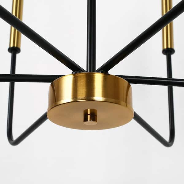 YANSUN 26 in. 6-Light Black Gold Farmhouse Chandelier