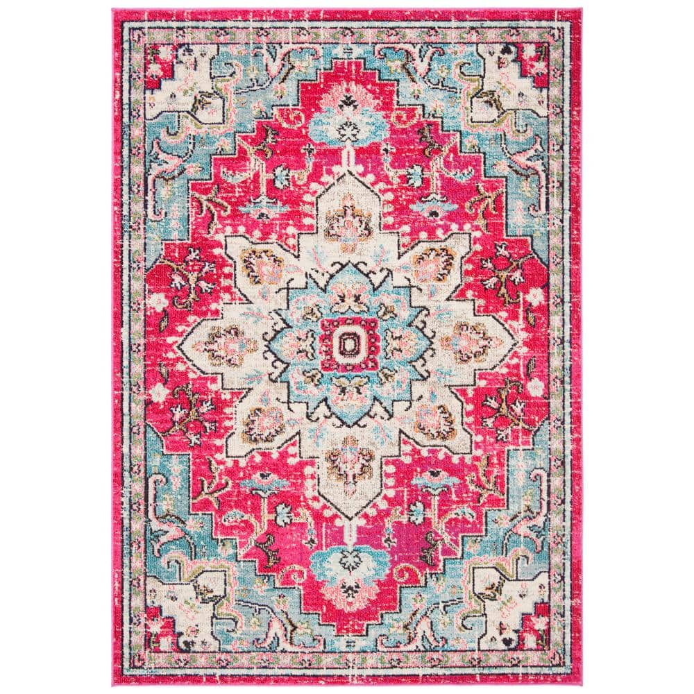 Madison 2 ft. x 4 ft. Fuchsia/Blue Distressed Border Area Rug price history on PriceWatchPro