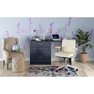 Devon 61.5 in. W x 34.5 in. H x 24 in. D Painted Blue Shaker Simple Desk Bundle