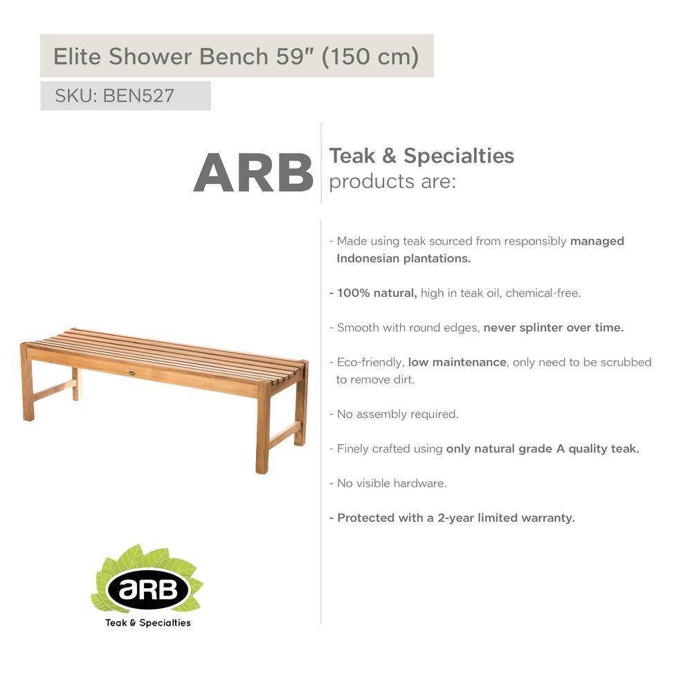Elite 59" Natural Teak Outdoor Shower Bench
