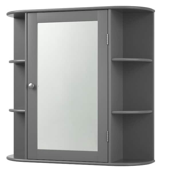 Gymax 26 in. W x 6.5 in. D x 25 in. H Gray Bathroom Storage Wall ...