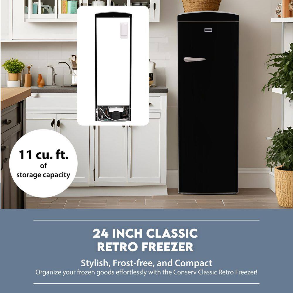 Black Retro Single Door Refrigerator with Frost Free Technology