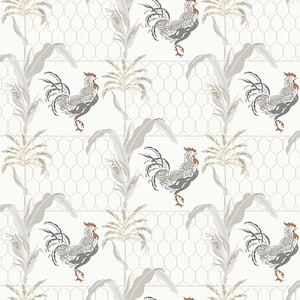 Hank Grey Rooster Grey Paper Strippable Roll (Covers 56.4 sq. ft.)