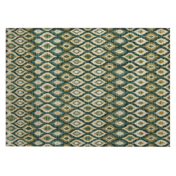 Chantille Machine Washable Indoor/Outdoor Abstract ACN3122 Emerald 2 ft. x 3 ft. Accent Rug
