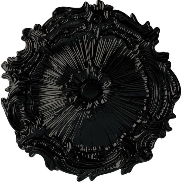 Ekena Millwork 16-3/4 in. x 1-3/8 in. Plymouth Urethane Ceiling Medallion (Fits Canopies upto 1-5/8 in.), Black Pearl