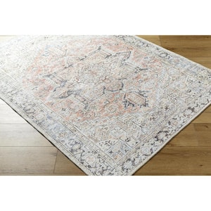 Darling Rose and Ivory Traditional Washable 8 ft. x 10 ft. Indoor Area Rug