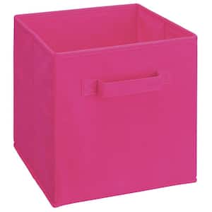 11 in. H x 10.5 in. W x 10.5 in. D Pink Fabric Cube Storage Bin