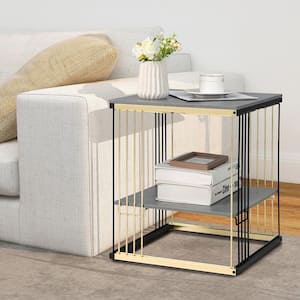 2-Piece 2-tier Side End Coffee Table Square Nightstand for Living Room Bedroom