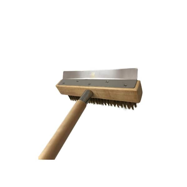 WPPO 47 Pizza Oven Brush w/ Wooden Handle & Stainless Steel Scraper -  WKBA-47W