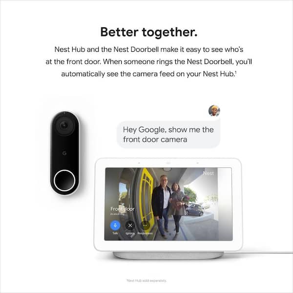 Black Google Nest Hub 2021 Release Wired WiFi Video Doorbell Camera,1080P HD 2-Way Audio,Compatible with Alexa Ehco Show Doorbell Camera Smart doorbell 