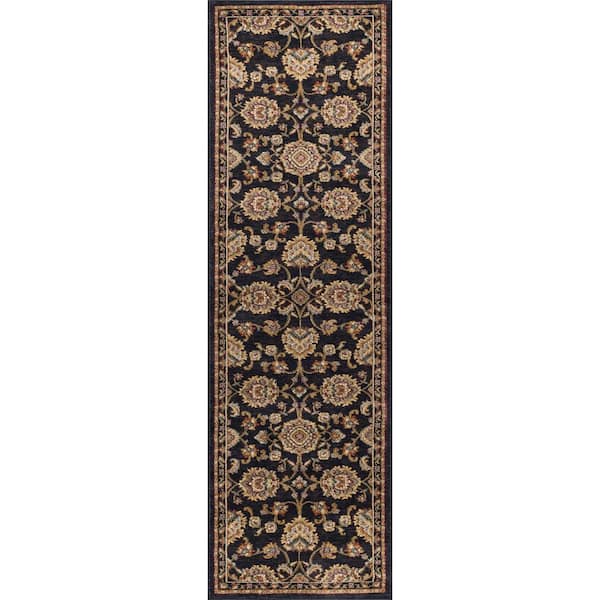 Sensation Border Black 2 ft. x 10 ft. Indoor Runner Rug