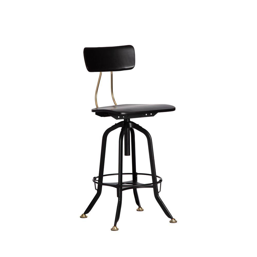MH LONDON Pembury 44 in. Black High Back Iron 44 in. H Barstool with