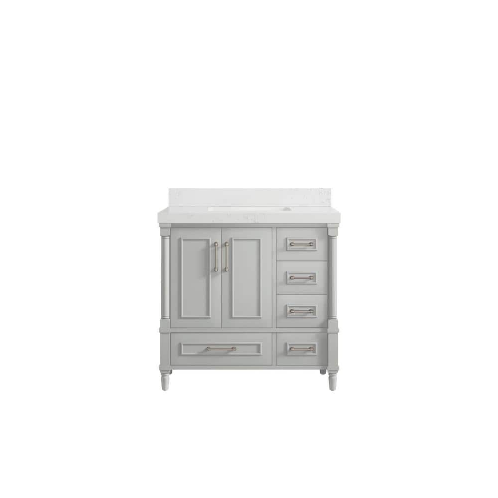 Hudson 36 in. W x 22 in. D x 36 in. H Single Sink Bath Vanity Center in Gray with 2 in. Empira Quartz Top price history on PriceWatchPro