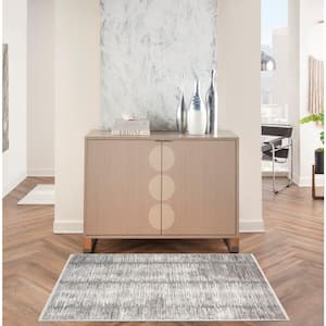 Modern Abstract Grey White 3 ft. x 5 ft. Abstract Contemporary Area Rug