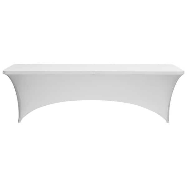 Fitted Tablecloth 6 Pack for 8 ft. Rectangle Tables, Stretch Spandex Table Covers, Washable, White, for Events