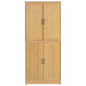 Light Wood Bamboo 29.9 in. W Kitchen Sideboards Pantry Cabinets with 2-Removable Shelves