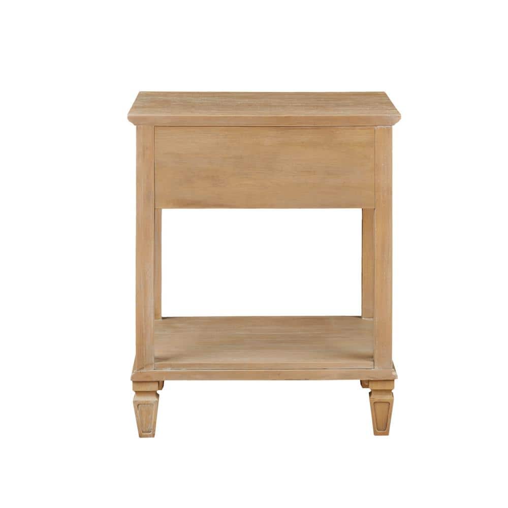 Victoria Light Natural Rubberwood Night Table with Drawer