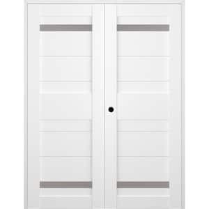 Imma 36" x 84" Right Hand Active 2-Lite Bianco Noble Composite Wood Double Prehung French Door