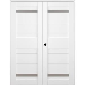 Imma 60" x 84" Right Hand Active 2-Lite Bianco Noble Composite Wood Double Prehung French Door