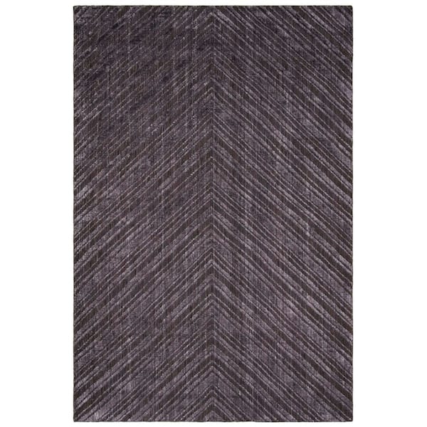 Mirage 9 ft. x 12 ft. Charcoal Solid Color Chevron Area Rug