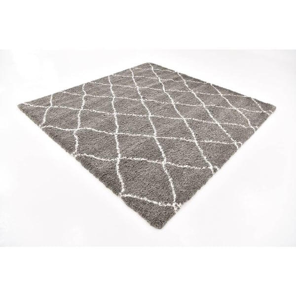 Rabat Shag Trellis Gray 8' 0 x 8' 0 Square Rug