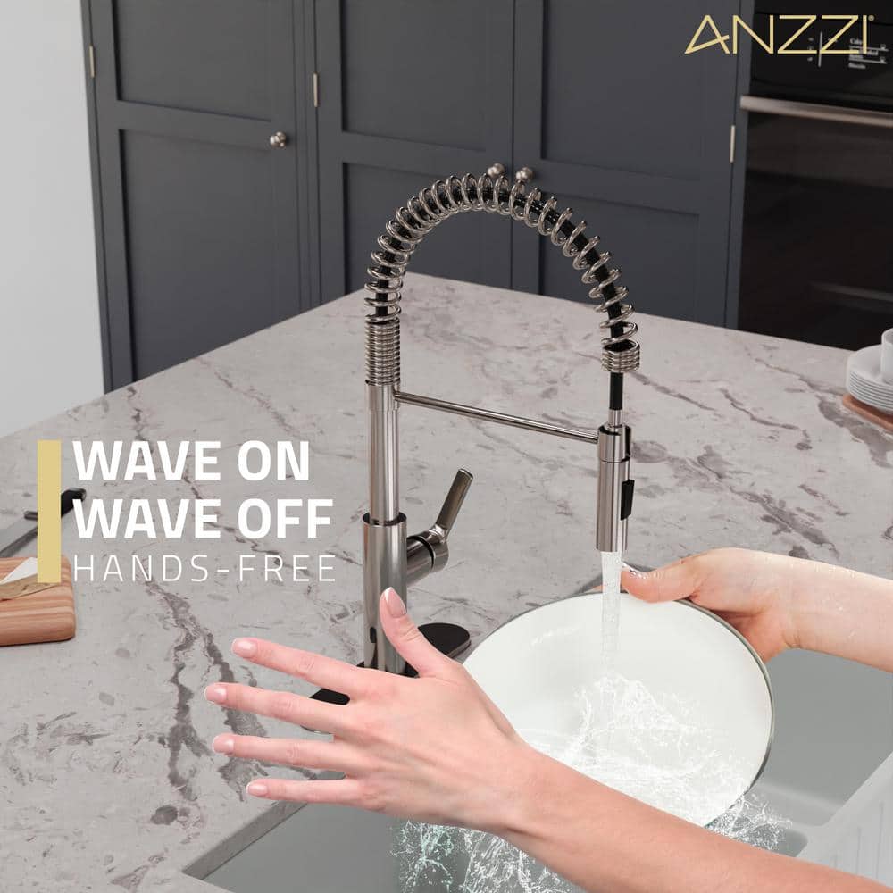 Brushed Nickel Touchless Pull-Down Kitchen Faucet with Motion Sensor
