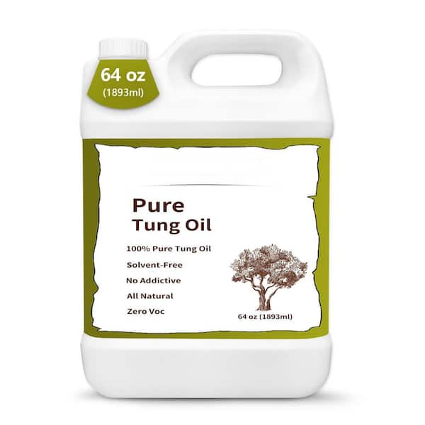 2 Quart Natural Pure Tung Oil in White Bucket for Wood Finishing, Food Grade Safe, Countertop Maintenance Oil